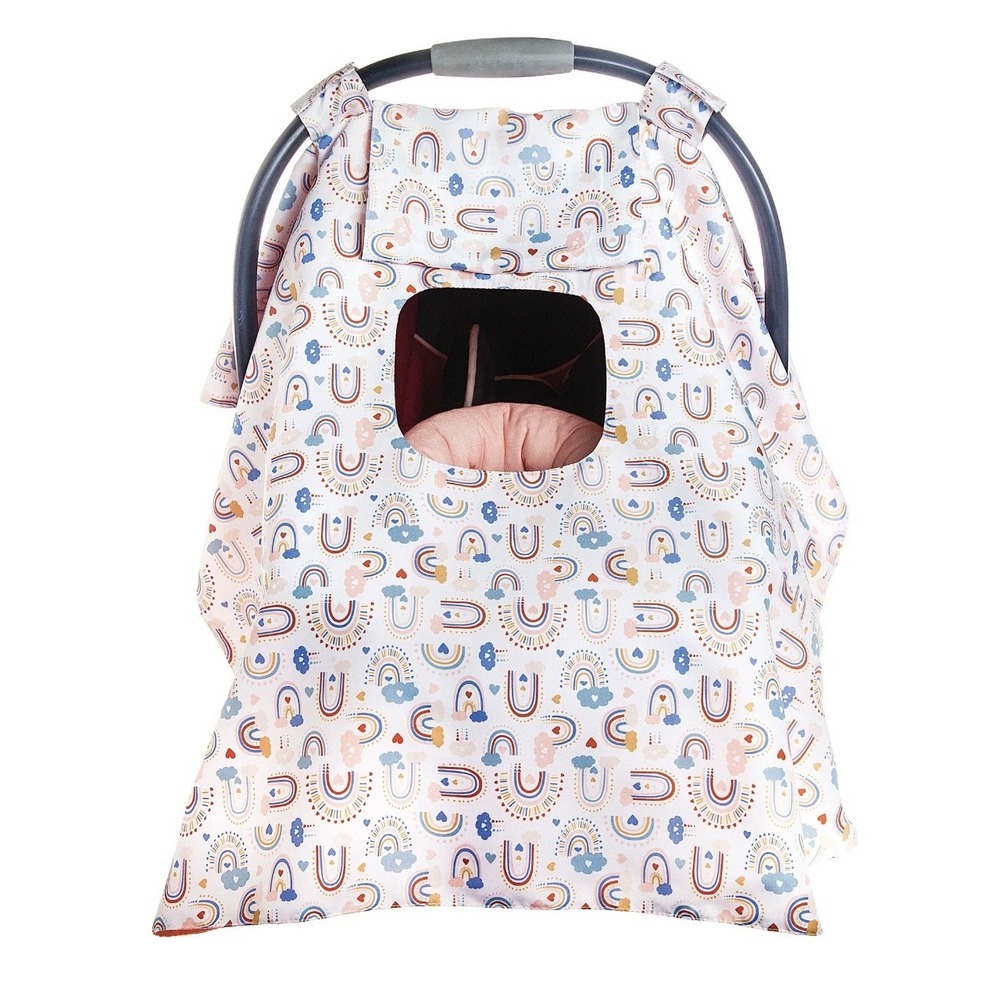 Monbebe Car Seat Canopy Kids OS Pink Rainbow Excellent Boho Print 210126